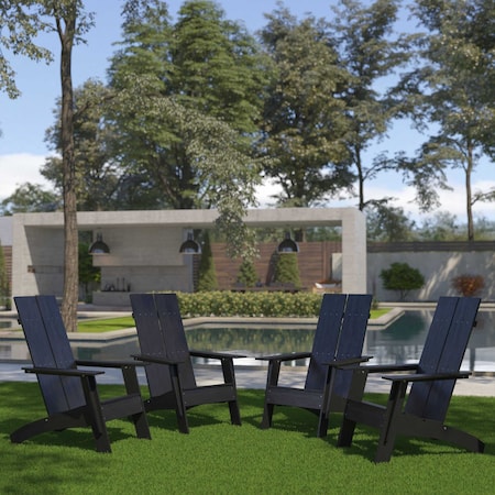 Flash Furniture Black Modern 4 Slat Back Adirondack Chairs, PK4 4-JJ-C14509-BK-GG
